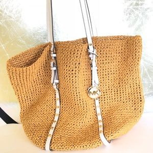 Michael Kors Studded Raffia Straw Tote
